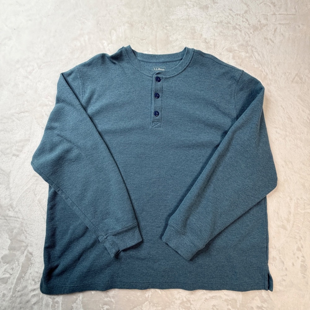 LL Bean Men Unshrinkable Mini
Waffle Henley Long Sleeve Shirt XL Traditional Fit